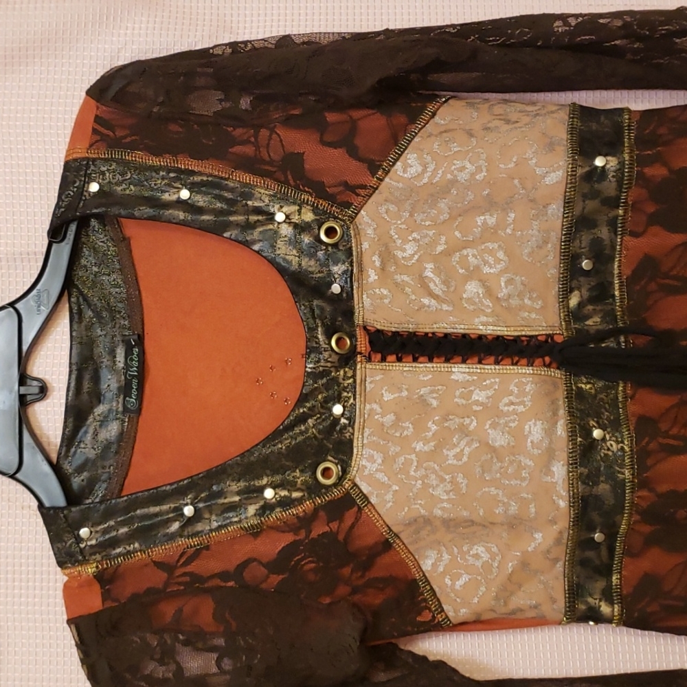 Girls orange and black lace dress